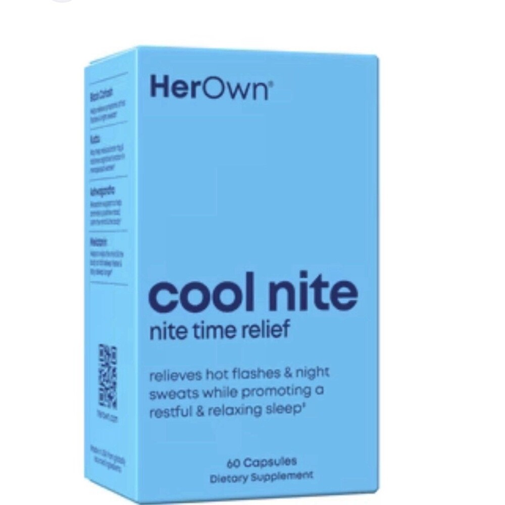 2 Pack HerOwn Cool Nite Menopause Relief Hot Flash Night Sweats 60 Caps EXP 2028